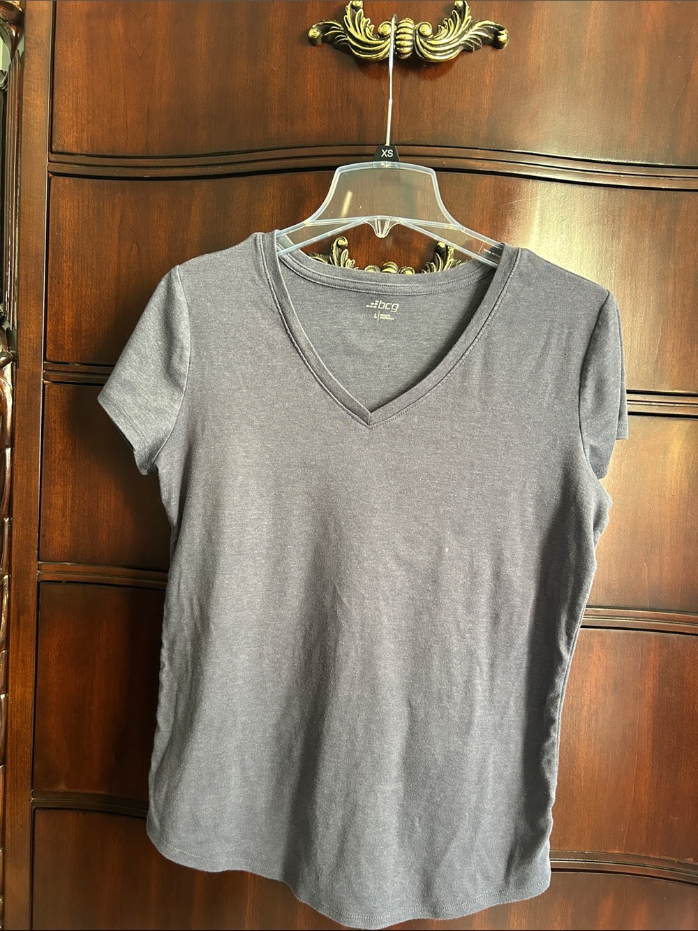 bcg Women's Short Sleeve V-Neck Tee — Charcoal Gray